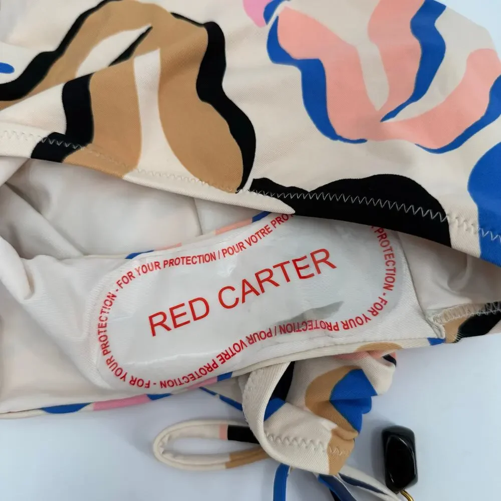 Red Carter Bikini Bottoms Size Medium Tropical Leaf Print HighRise Moonstone NWT